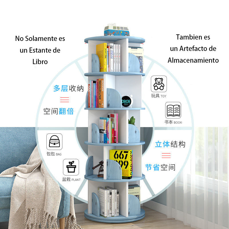 4 Niveles de Estante de Libro de 360° Giratoria