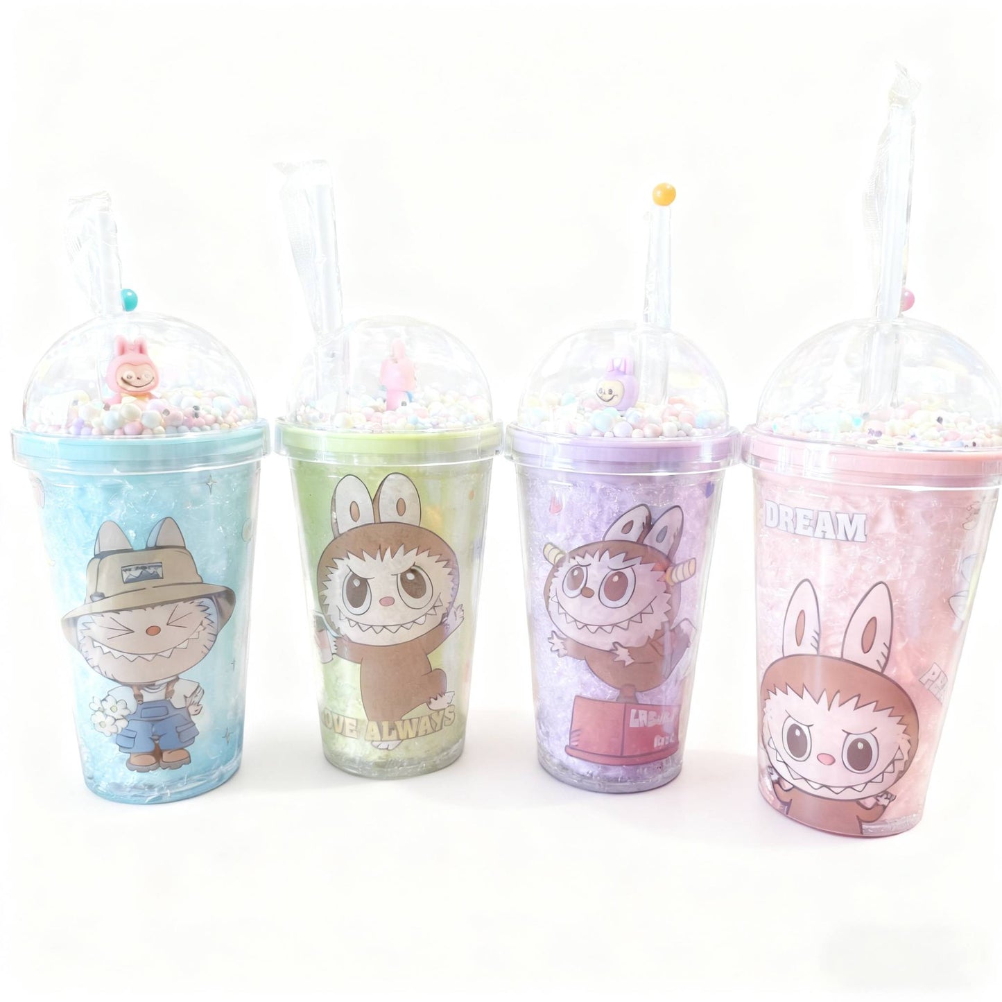 Botellas con Tapa y Popote de Labubu, con Diseños Adorables Anime