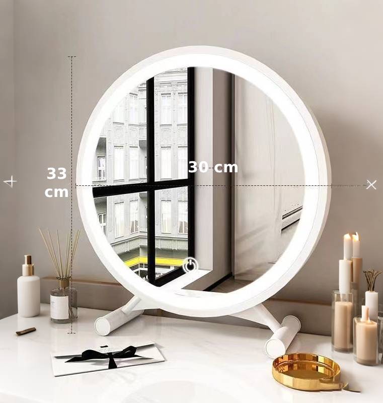 Espejo de Maquillaje Redondo con Luz LED