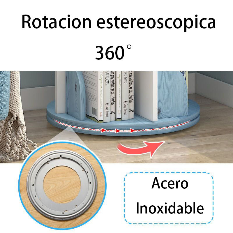 4 Niveles de Estante de Libro de 360° Giratoria