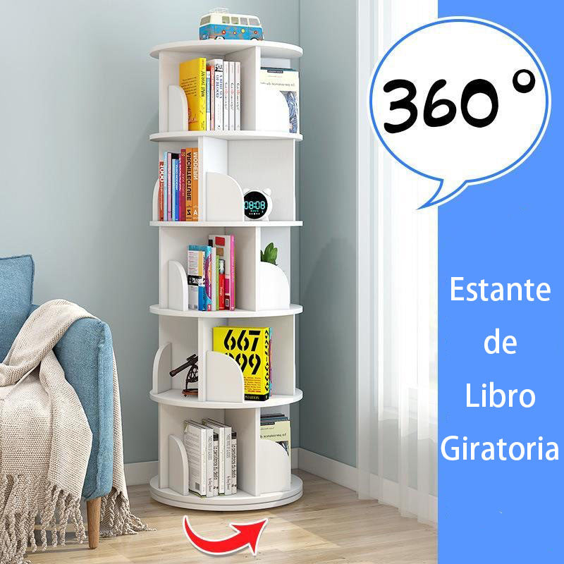 4 Niveles de Estante de Libro de 360° Giratoria