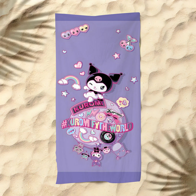 Toalla de Kuromi 70x140 cm | Microfibra Suave y Absorbente para Playa o Baño Anime
