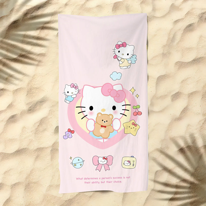 Toalla de Hello Kitty 70x140 cm | Microfibra Suave, Absorbente y de Secado Rápido Anime