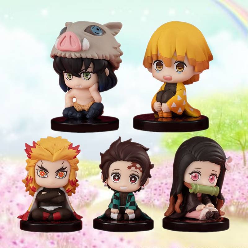 Set/5 Piezas de Figura de Demon Slayer Sentado Anime