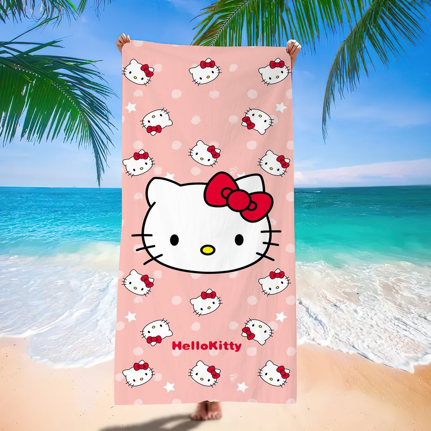 Toalla de Hello Kitty 70x140 cm | Microfibra Suave, Absorbente y de Secado Rápido Anime