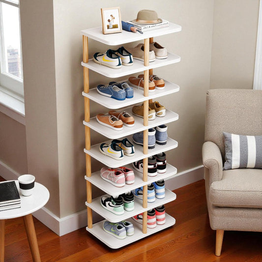 Estante para Zapatos de 8 Niveles (112×48×24CM) - Estructura Estable, Ideal para Entrada (Ahorra Espacio)