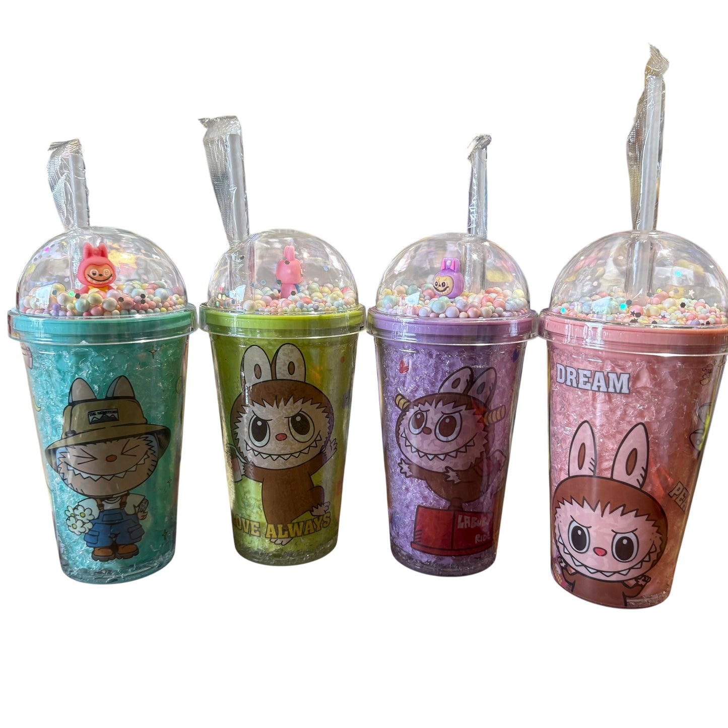 Botellas con Tapa y Popote de Labubu, con Diseños Adorables Anime