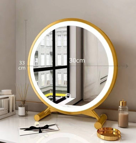 Espejo de Maquillaje Redondo con Luz LED