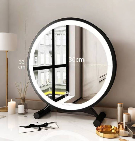 Espejo de Maquillaje Redondo con Luz LED