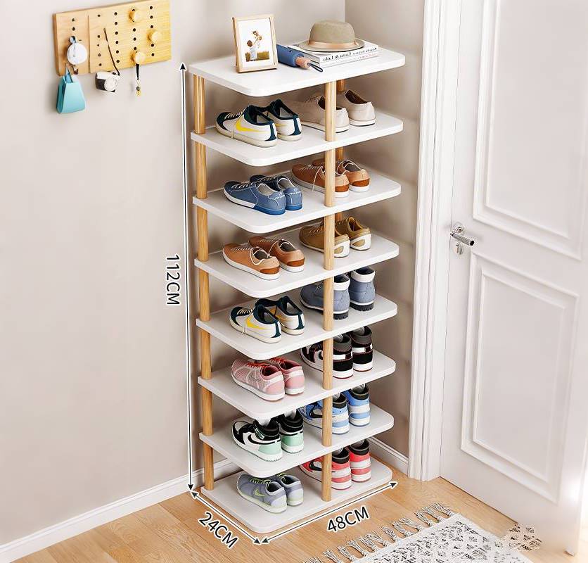 Estante para Zapatos de 8 Niveles (112×48×24CM) - Estructura Estable, Ideal para Entrada (Ahorra Espacio)