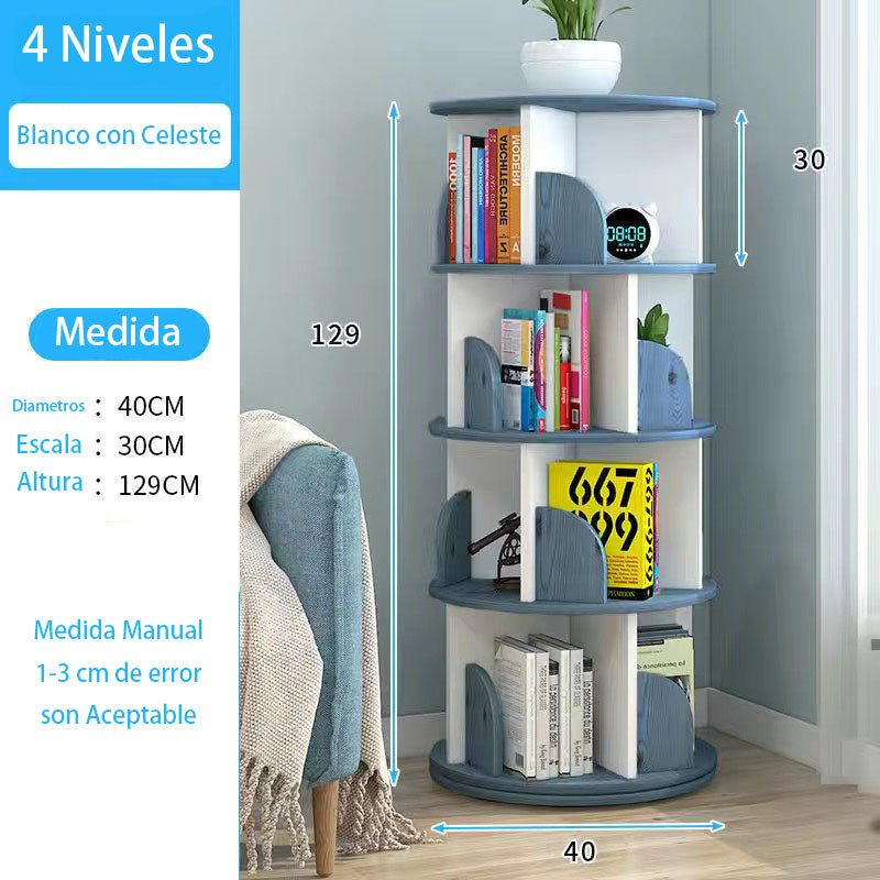 4 Niveles de Estante de Libro de 360° Giratoria