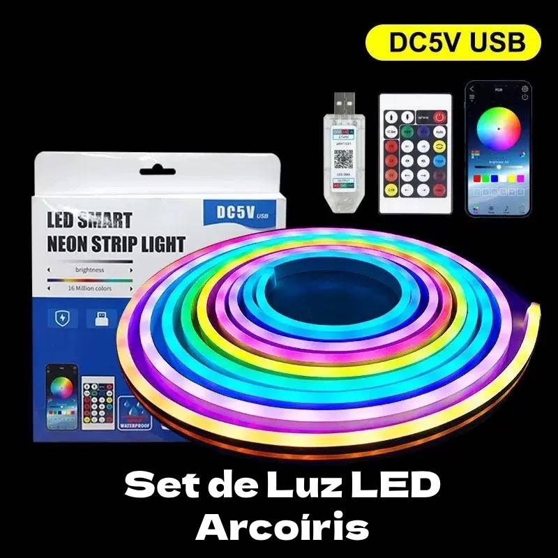 Tira LED Neón Inteligente Silicona 5 Metros Con Control y Bluetooth