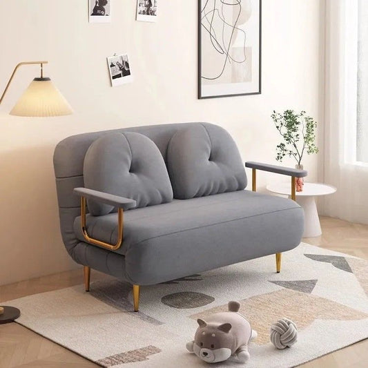 Sofa Cama Convertible Gris (120*72*87CM) - Tela Anti-Garras, Espuma Resiliente + 2 Almohadas Regalo (3 Modos: Sofa/Medio Acostado/Dormir)