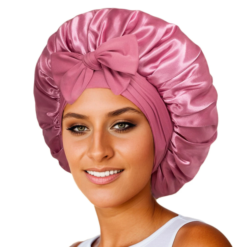 Gorro de Satén Nocturno para Dormir | Suave, Elástico, Ajustable, Protección de Cabello