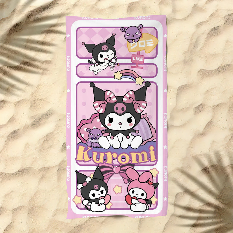 Toalla de Kuromi 70x140 cm | Microfibra Suave y Absorbente para Playa o Baño Anime