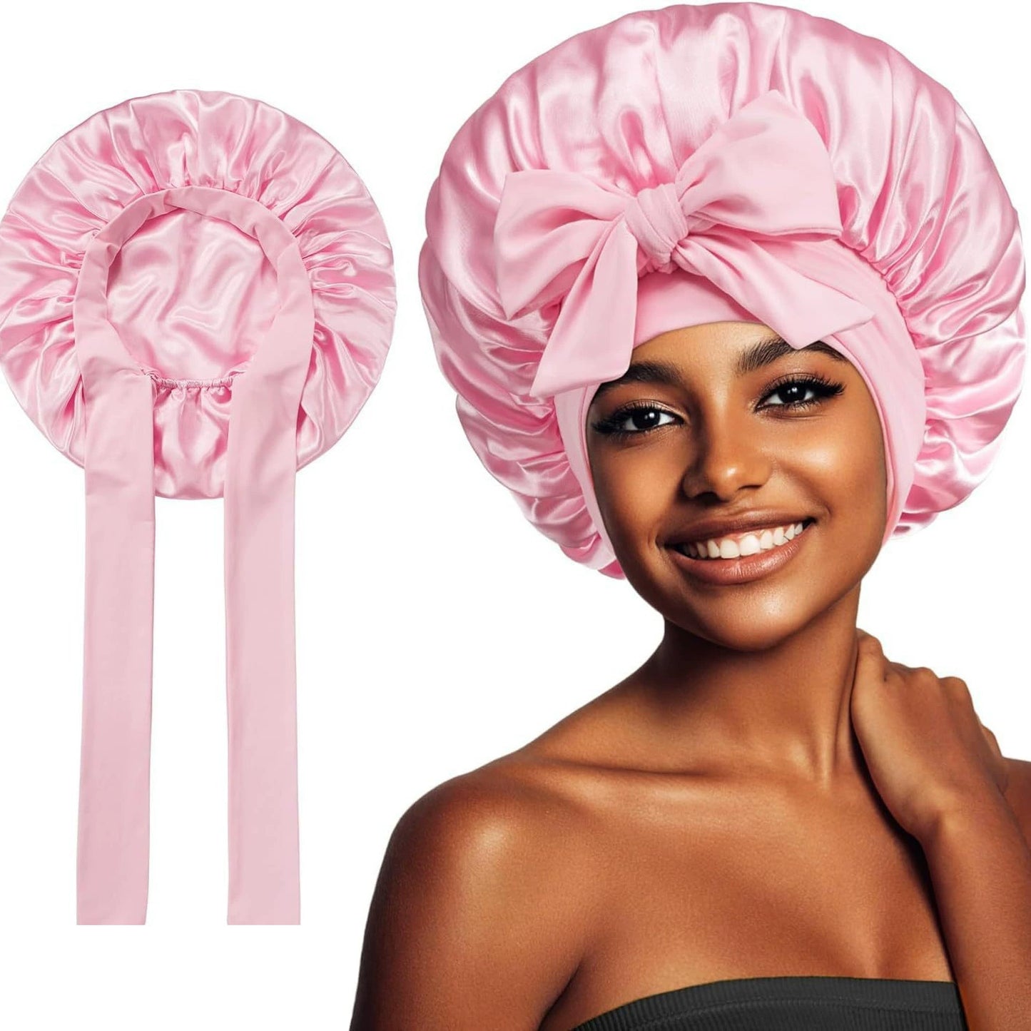 Gorro de Satén Nocturno para Dormir | Suave, Elástico, Ajustable, Protección de Cabello