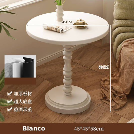 Mesa Auxiliar Redonda Blanca (45*45*58cm) - Tablero Reforzado, Base Grande y Estable